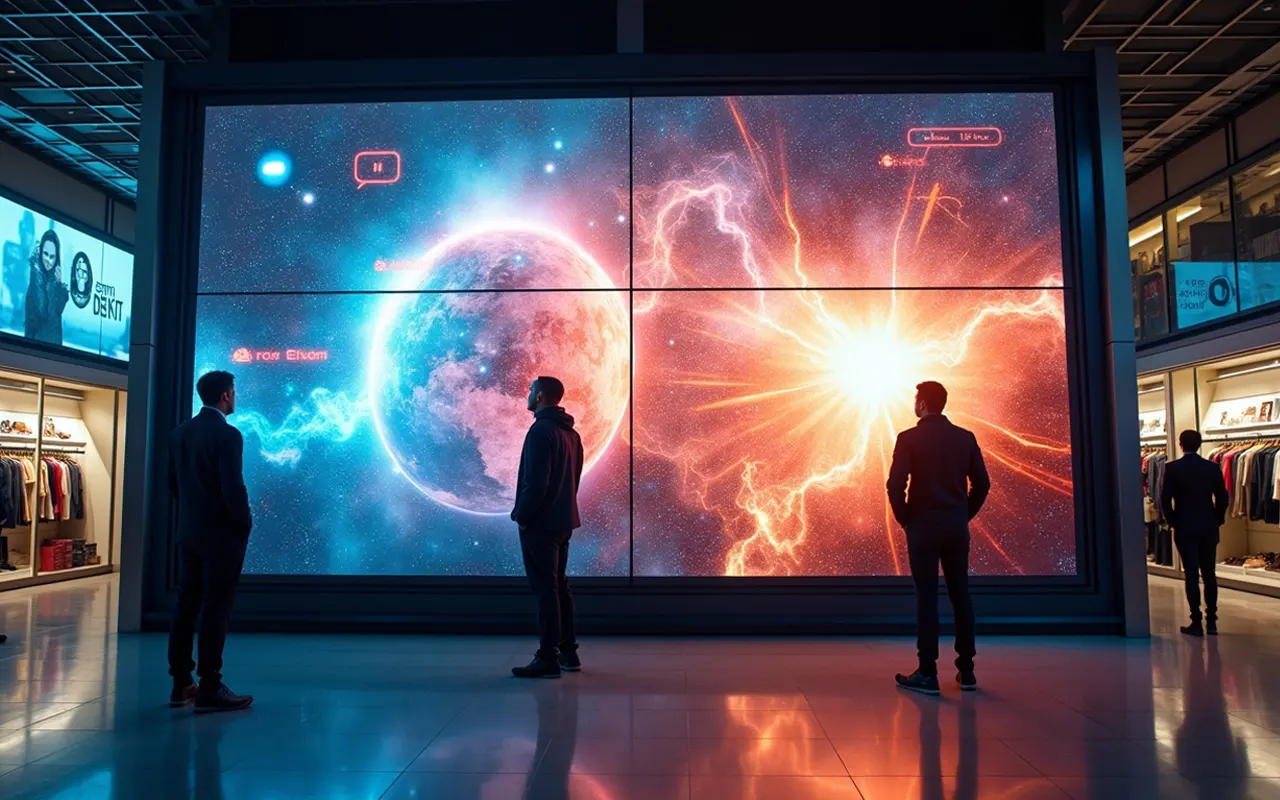 نمونه ویدئو وال مدرن در تبلیغات فروشگاهی و شهری