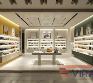 طراحی مینیمال استند فروشگاهی مدرن