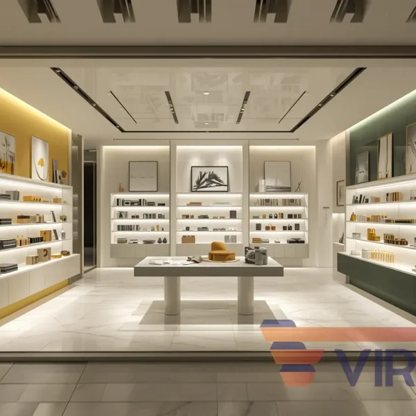 طراحی مینیمال استند فروشگاهی مدرن