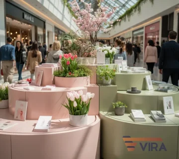 چیدمان بهاری فروشگاه با استندهای جذاب