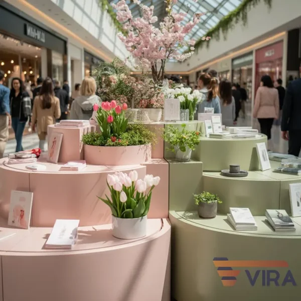 چیدمان بهاری فروشگاه با استندهای جذاب