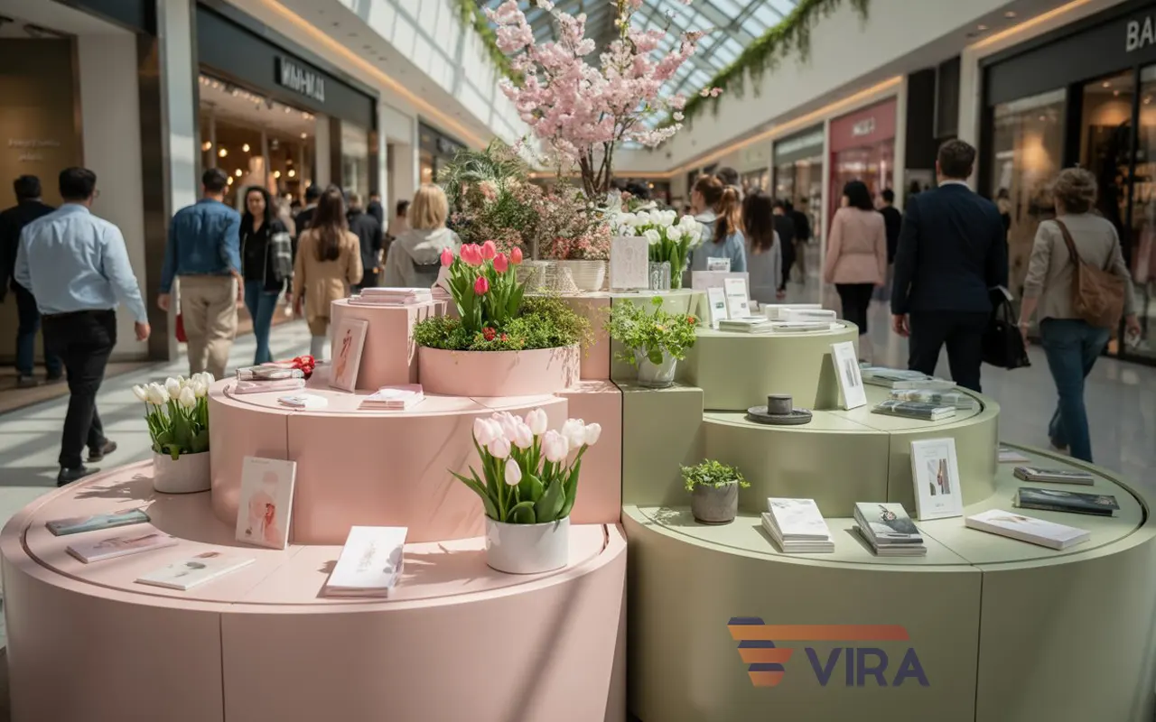 چیدمان بهاری فروشگاه با استندهای جذاب